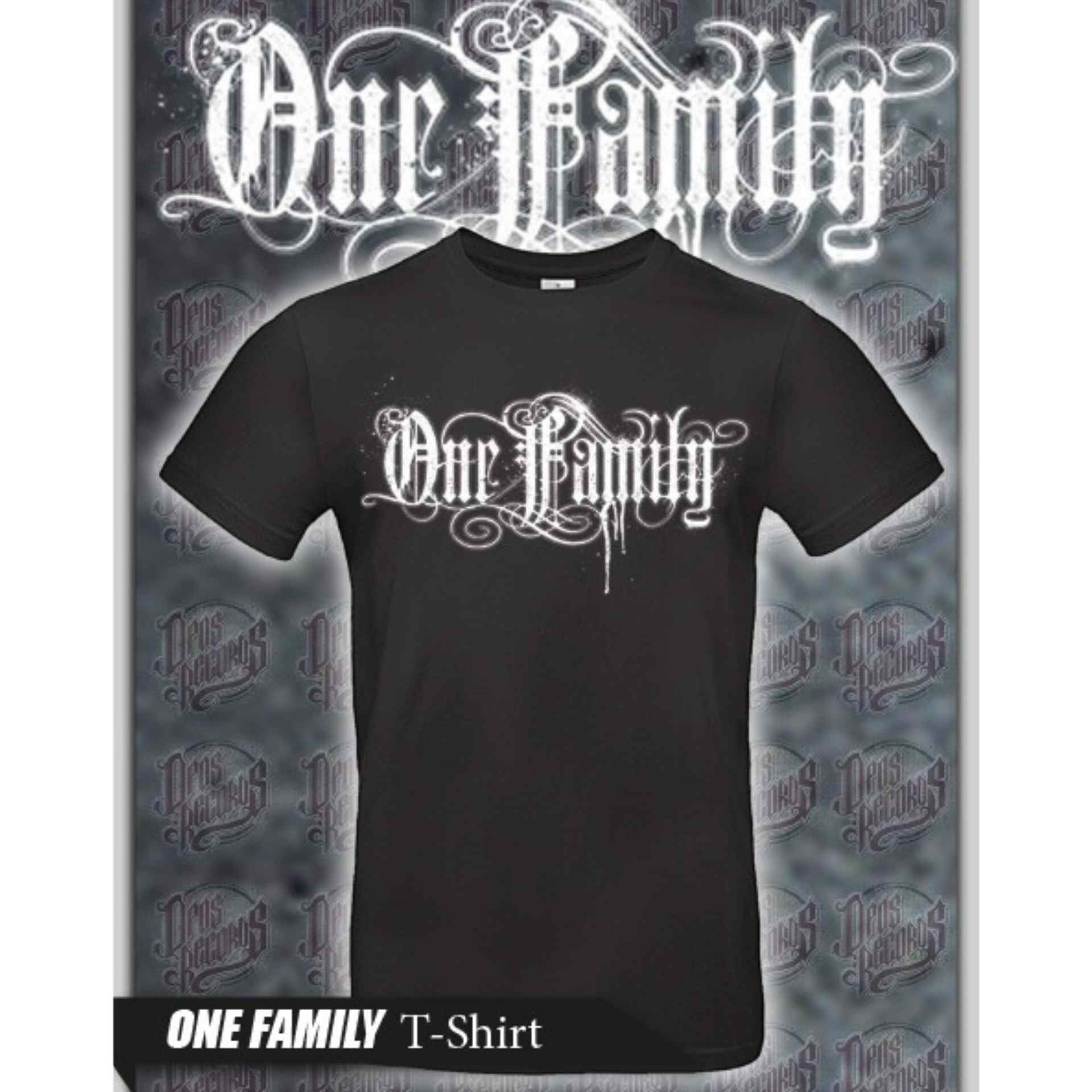Männer T-Shirt One Family Frontdruck Schwarz