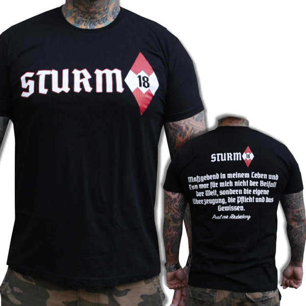 Männer T-Shirt Sturm 18 - Pflicht und Gewissen Schwarz