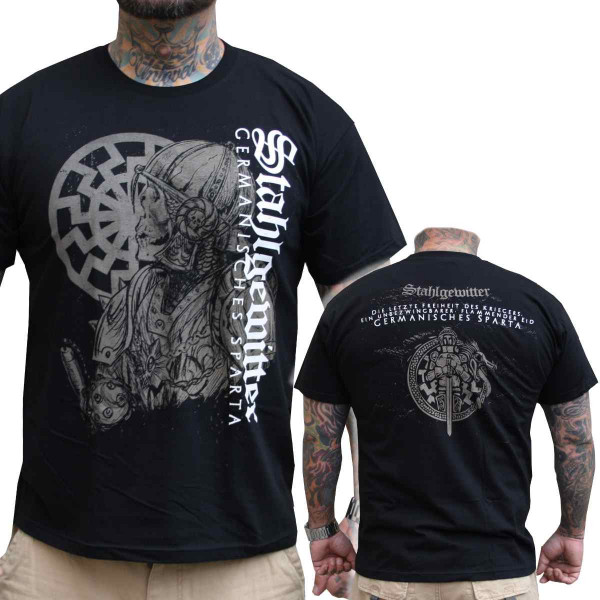 Herren T-Shirt Stahlgewitter - Germanisches Sparta Schwarz 3XL