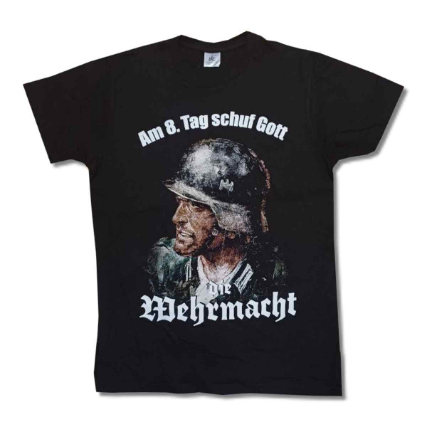 T-Shirt Am 8. Tag schuf Gott die Wehrmacht Schwarz